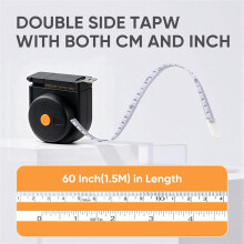 Deli 2-in-1 Retractable Tape Measure 60in/1.5m, Dual-Sided Inch/Metric Soft Body Measuring Tape for Sewing & Tailor Black