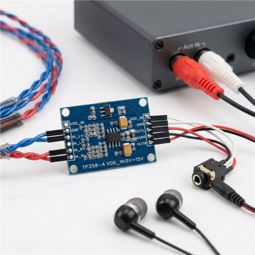 Differential Analog Audio to Single-Ended Output Module,Balanced to Unbalanced Stereo Converter Board,5V-15V 2