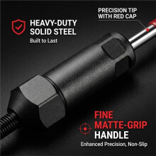 Heavy Duty Grease Fitting Cleaner Tool with M6 M8 M10 Thread Adapters, Long Steel Hydraulic Unclogger