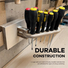 12-Slot Wall-Mounted Wooden Screwdriver Holder Rack Space-Saving Design for Garage & Workshop