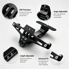 CNC Aluminum Universal Adjustable Motorcycle License Plate Holder with Lights Motorcycle Fenders Eliminator Kit Bracket