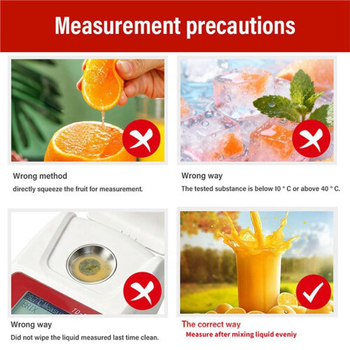 Digital Refractometer 0-93% Digital Sugar Tester Automatic Temperature Compensation for Honey Fruit Juice Beverage