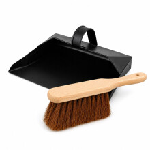 Metal Dustpan and Soft Wooden Hand Brush Set Coco Fibre Brush Ash Pan
