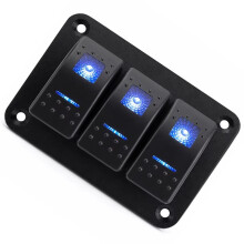 Panneau à 3 Interrupteurs à Bascule pour Tableau de Bord de Voiture ou Bateau 12 V/24 V avec Commande LED Bleue