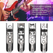 4Pcs Electric Bass Bridge Set, Individual Metal Saddles, Adjustable Height & Intonation for 4-String Bass Guitar