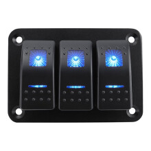 Painel de Interruptores Basculantes de 3 Vias para Painel de Carro/ 12V/24V com Controle LED Azul
