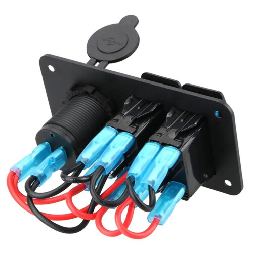 Car  Panel 2+1 Gang Light Toggle Control Digital Voltmeter Dual USB Chargers  Outlet Combination 1