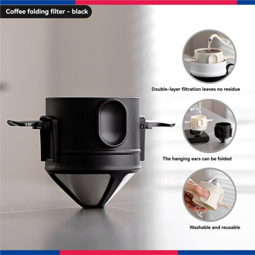 Återanvändbart Filter för Kaffe, Hopfällbart, Papperslöst Kaffefilter, Bärbart, Finmaskigt Kaffefilter B 2