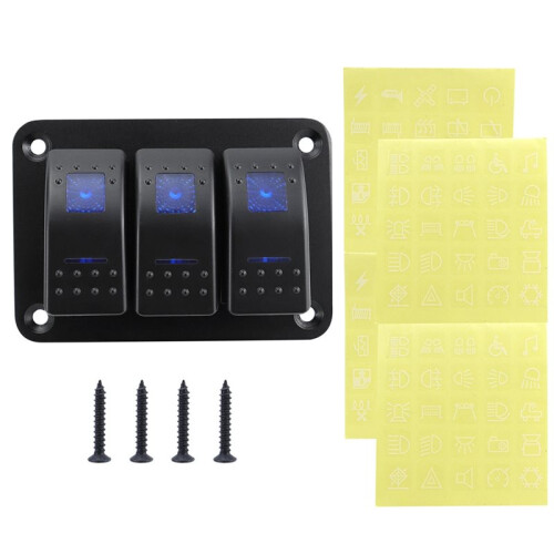3 Gang Rocker  Panel for 12V/24V Car Boat Dash with  LED Control 1
