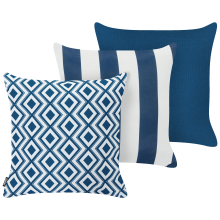 Set of 3 Outdoor Cushions DEUTZIA Geometric Pattern 45 x 45 cm Navy Blue