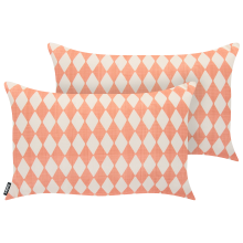 Set of 2 Outdoor Cushions GREVILLEA Checked 30 x 50 cm Light Red