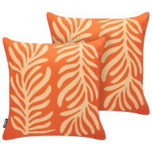 Set of 2 Outdoor Cushions ALISMA Plant Pattern 45 x 45 cm Orange