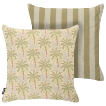 Set of 2 Outdoor Cushions CALIA Plant Pattern 45 x 45 cm Beige/ Green