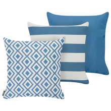 Set of 3 Outdoor Cushions DEUTZIA Geometric Pattern 45 x 45 cm Light Blue