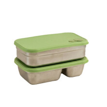 2Pcs Stainless Steel Bento Box Set - 1 Single + 1 Double Grid Lunch Containers for Picnic, Work, School, 700ml/600ml