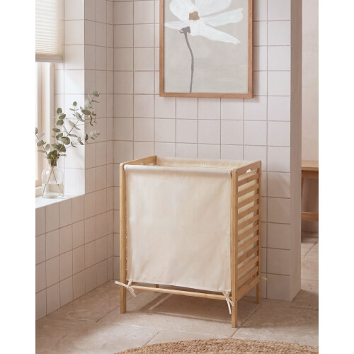 Beliani Laundry Basket CARACHI Bamboo Light Brown 65 L 1