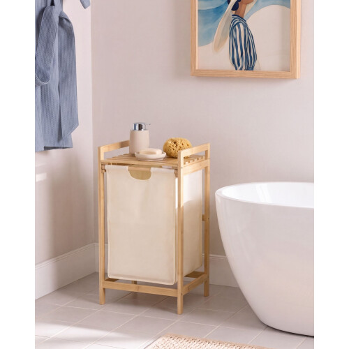 Beliani Laundry Basket TOROTAL Bamboo Light Brown/ Beige 40 L 1