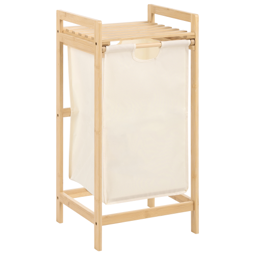Beliani Laundry Basket TOROTAL Bamboo Light Brown/ Beige 40 L