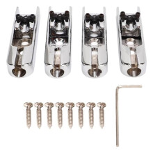 4Pcs Electric Bass Bridge Set, Individual Metal Saddles, Adjustable Height & Intonation for 4-String Bass Guitar