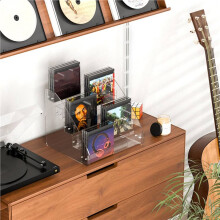 CD-Houder met 5 Lagen, Transparante CD-Organizers, CD-Displayrek voor Maximaal 30 Standaard DVD-Hoesjes voor Opslag op de Mediaplank
