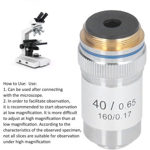 40X High Magnification Objective Lens, Achromatic Microscope Objective 40/0.65 for Biological Microscopes 2
