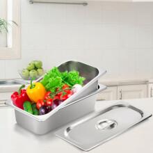 2 Pack Steam Table Pan with Lids, 1/3 Size 4 Inch Deep Stainless Steel Hotel Pans, Anti Jam Restaurant Pans for Kitchen