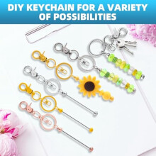 20pcs Beadable Keychains Bars,Diy Multicolor Blank Beadable Keychains-Keychain Bars for Beaded Keychain Making Kit