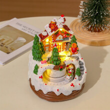 Kerstmuziekdoos Kerstfiguur Draaiend Winter Sneeuwlandschap Ornament Cadeau Kinderen Boekenplank Restaurant