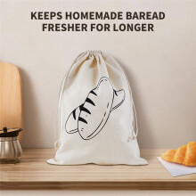3 Pcs Unbleached Linen Bread Bags, 40 X 30 cm, Reusable Linen Bags with Drawstring, for Bread, Fruit and Vegetables