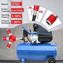 3 Way Air Hose Splitter,Air Manifold,Air Compressor Splitter 1/4 NPT,with 1/4inch NPT Industrial Type Swivel Air Plugs