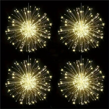 4 Luces Solares Colgantes para Exteriores con Forma Fuegos Artificiales, 480 LED, Luces Bola con Efecto Estrella Intermitente, Luces Hadas para Fuegos