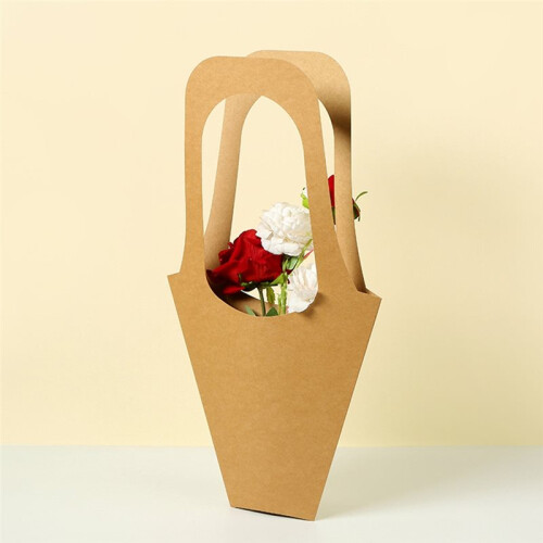 50 Sacolas de Papel para Presente com Alças Resistentes, Ideais para Buquês, Plantas e Presentes 1