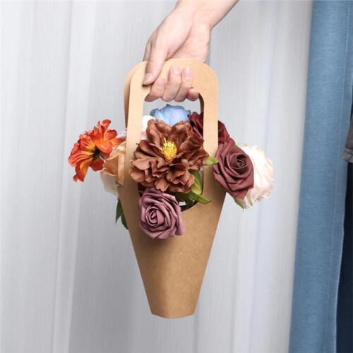 50 Sacolas de Papel para Presente com Alças Resistentes, Ideais para Buquês, Plantas e Presentes 2