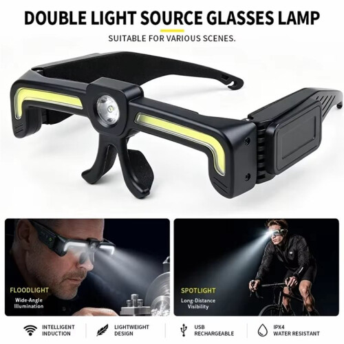Multifunction LED Glasses Goggle Light Wave Sensor Headlight for Night Running,Camping, Fishing, Cycling, Work Light