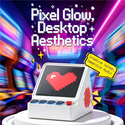Desktop Pixel LED Screen  Speaker, Programmable Pixel Wireless Speaker Sound Device for PC Room Decor B 2