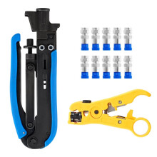 Coaxial Compression Tool Coax Cable Crimper Kit for RG6 RG59 RG11, Adjustable Crimper