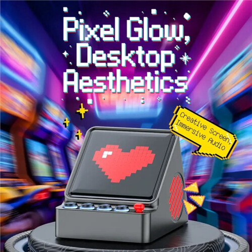 Desktop Pixel LED Screen  Speaker, Programmable Pixel Wireless Speaker Sound Device for PC Room Decor A 1