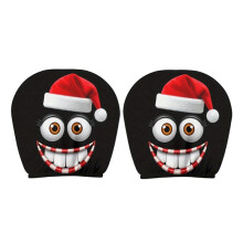2Pcs Christmas Face Printed Car Headrest Covers Car Headrest Protectors Washable Funny Headrest Protectors A