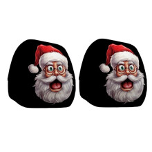 2Pcs Christmas Car Headrest Cover Santa Claus Funny Headrest Protectors Washable Cute Auto Headcover