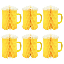 Oktoberfest Beer Mug Honeycomb Centerpieces, Set of 6 Bavarian Beer Table Decorations Suitable for Parties
