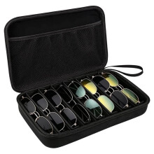 Reise-Sonnenbrillenetui mit Hartschale, Sonnenbrillen-Organizer, Tragbare Aufbewahrungsbox für Brillen mit 8 Verstellbaren Trennwänden