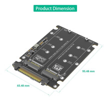 Dual M.2 Key B+M to U.2 SFF-8639 Adapter, Support M.2 NVMe Key M & SSD(Key B),M2 to U.2 SFF8639/SAS Converter Card