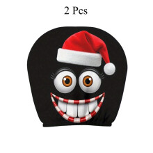 2Pcs Christmas Face Printed Car Headrest Covers Car Headrest Protectors Washable Funny Headrest Protectors A
