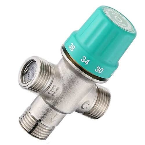 New Adjustable Temperature Valve Copper Temperature Control Valve 1/2 Inch Interface for Plumbing Systems 2