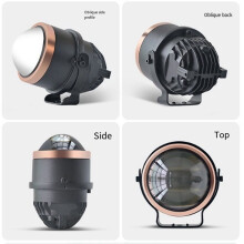 Fog LED Light Tricolor 3Inch 4300K 3000K 6000K Bi LED Fog Lights Universal Fog Lenses Car Projector Lens Driving Lamps A