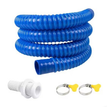 Marine Bilge Pump Hose Kit (1-1/8" Barb) - 2M Corrugated Hose, Fittings & 2 Clamps for Boat Bilge Systems
