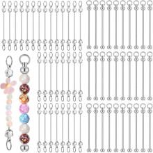 Pack of 60 Beads Key Chains DIY Blank Keychain DIY Silver Pendant Crafts for Jewellery Making Women Men DIY Crafts