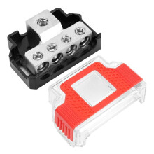 Splitter di Potenza per Autoradio da 1 Ingresso e 4 Uscite con Copertura Antipolvere Trasparente, Adatto per La Modifica di Sistemi Audio per Auto.