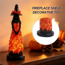 Enchanted Autumn Witch Figurine,Witch Figurine Fall Witch Decor Halloween Statue with Leaf Gown Thanksgiving Orange