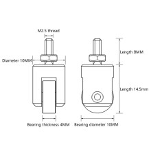 2pcs Roller Contact Point for Dials Digital Indicators Depth Gauge M2.5 Thread 10mm Diameter Wheel Metric Contact Point
